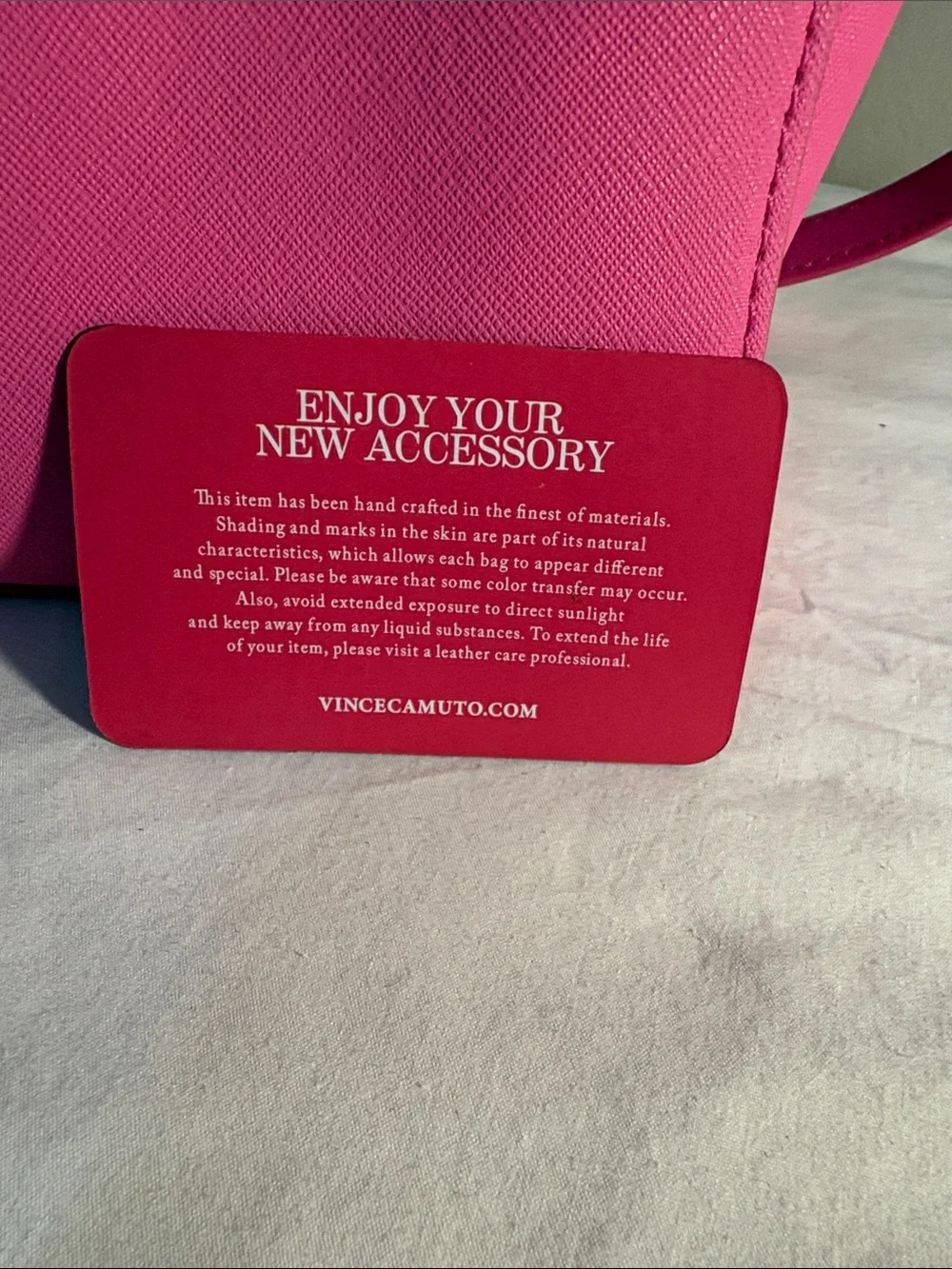 Vince Camuto Hot Pink Saffiano Satchel with Gold Hardware. Authenticity verified